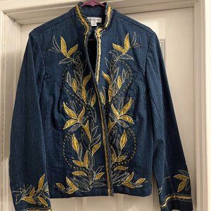 Coldwater Creek Denim Gold Embroidered Jacket [Like New]